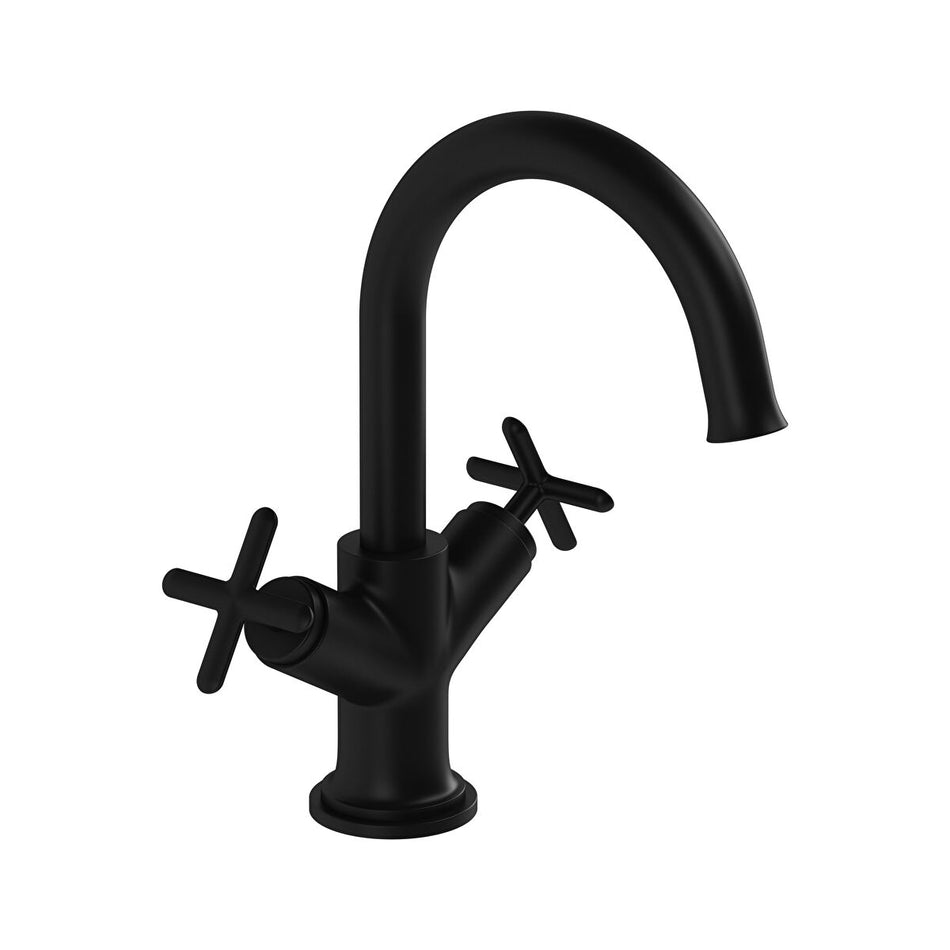 Vitra Origin Classic Deck Mounted Basin Mixer Tap - Matt Black