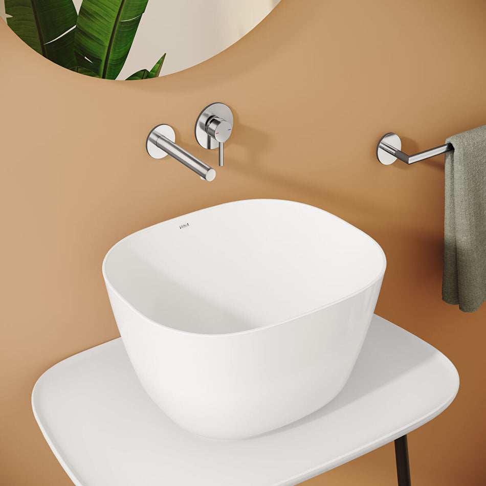 Vitra Origin Classic Deck Mounted Tall Basin Mixer Tap - Matt Black