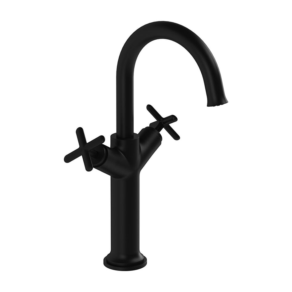 Vitra Origin Classic Deck Mounted Tall Basin Mixer Tap - Matt Black