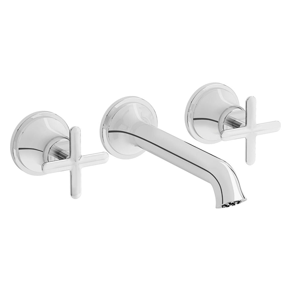Vitra Origin Classic 3 Hole Wall Mounted Basin Mixer Tap - Chrome