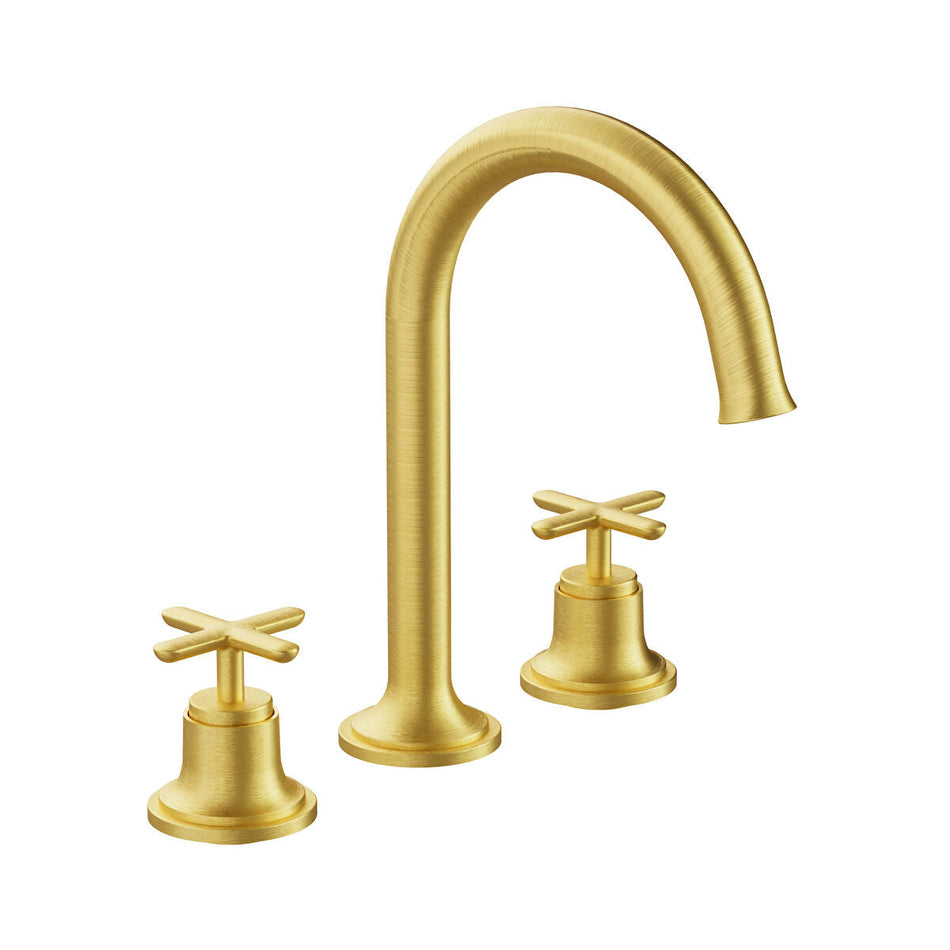 Vitra Origin Classic 3 Hole Deck Mounted Basin Mixer Tap - Brushed Gold