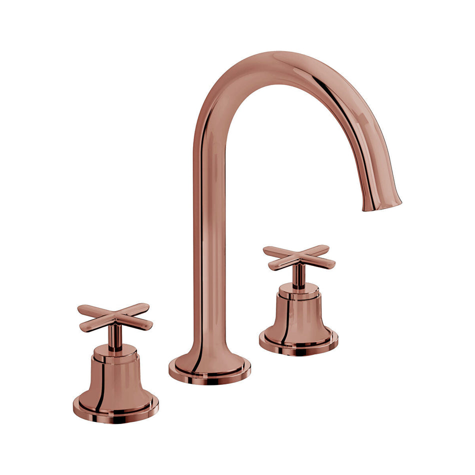 Vitra Origin Classic 3 Hole Deck Mounted Basin Mixer Tap - Soft Copper