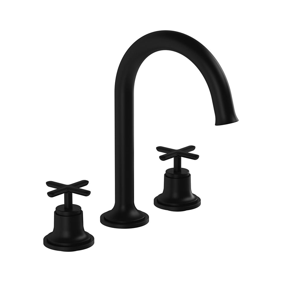 Vitra Origin Classic 3 Hole Deck Mounted Basin Mixer Tap - Matt Black
