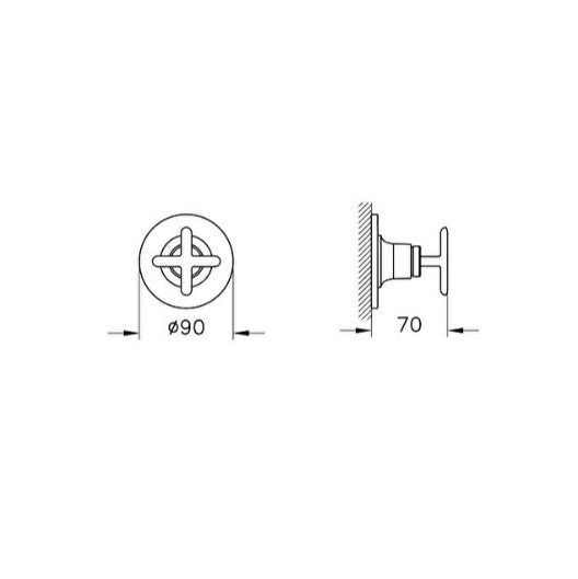 Vitra Origin 3 Outlet Concealed Classic Diverter - Brushed Gold