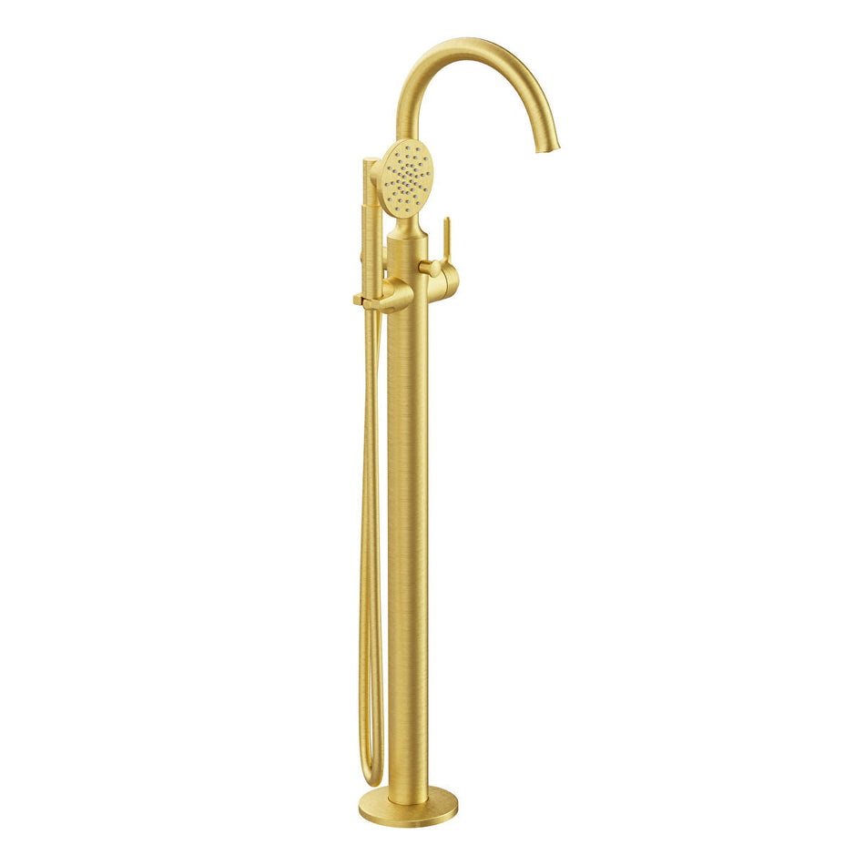 Vitra Origin Classic Floor Standing Bath Shower Mixer Tap - Brushed Gold