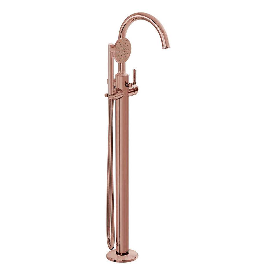 Vitra Origin Classic Floor Standing Bath Shower Mixer Tap - Soft Copper