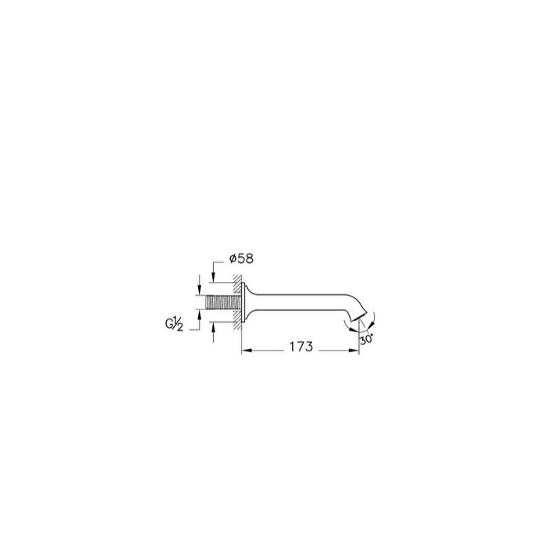 Vitra Origin Classic Wall Mounted Bath Spout - Chrome