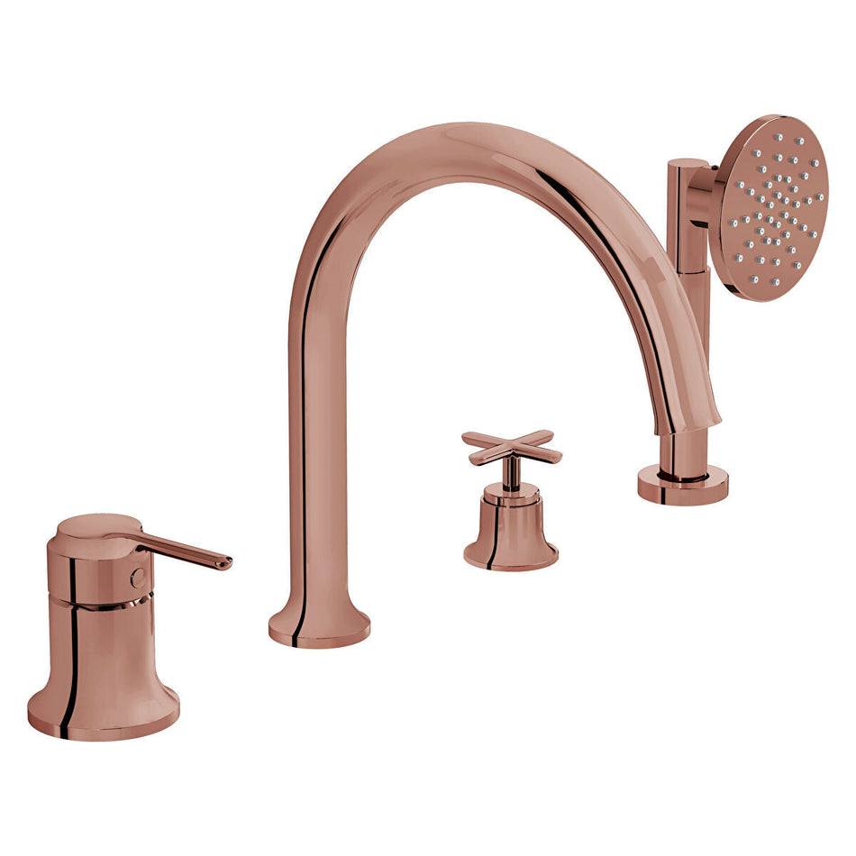 Vitra Origin Classic 4 Hole Deck Mounted Bath Shower Mixer Tap - Soft Copper