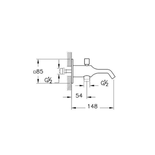 Vitra Suit Wall Mounted Bath Spout - Gloss Black