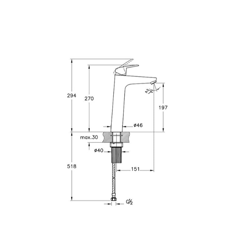 Vitra Flow Round Tall Basin Mixer Tap for Bowls - Chrome