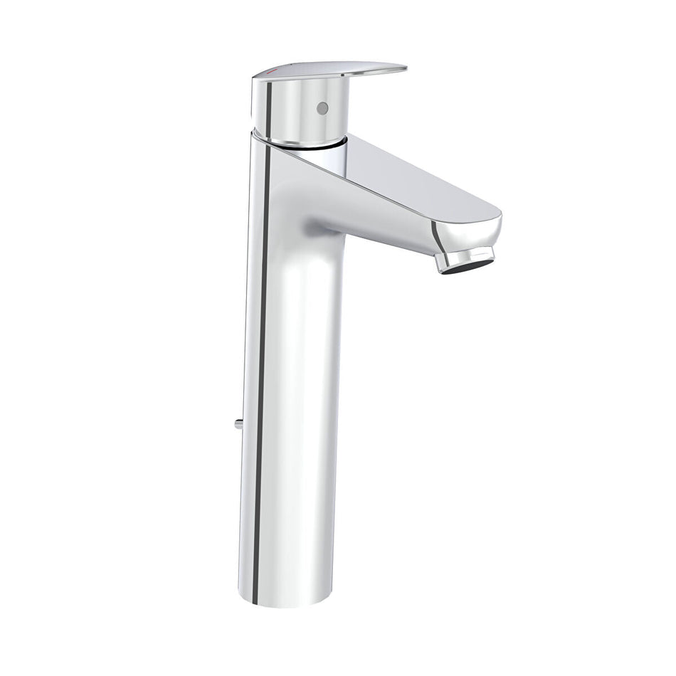 Vitra Flow Round Tall Basin Mixer Tap with Pop - up waste - Chrome