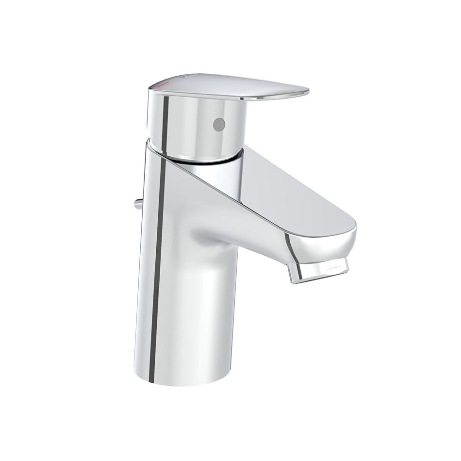 Vitra Flow Round Basin Mixer Tap with Pop - up Waste - Chrome