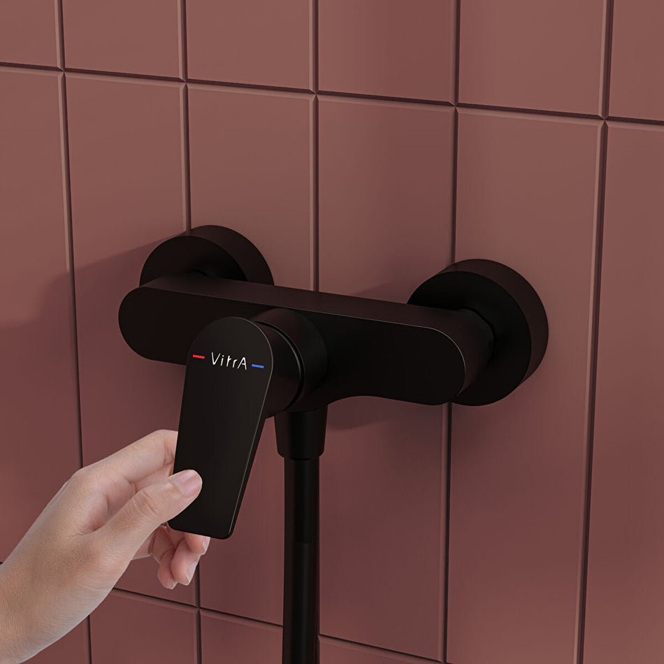 Vitra Flow Wall Mounted Bath Shower Mixer Tap - Matt Black