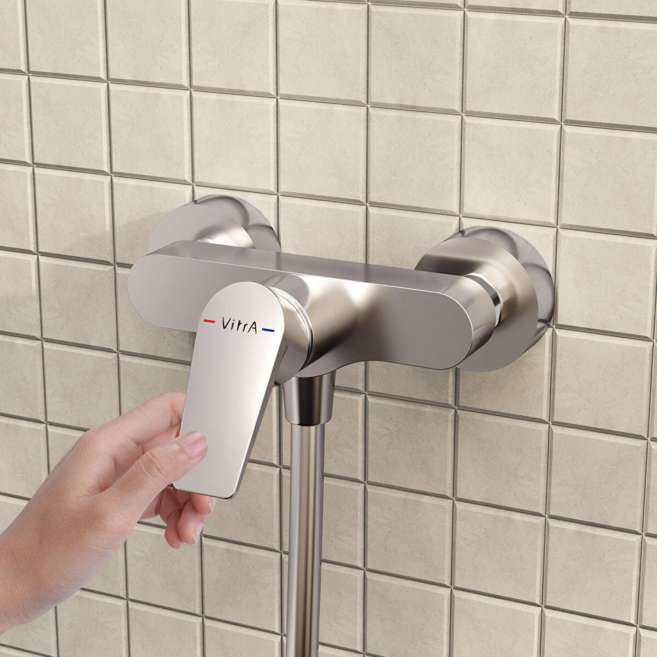 Vitra Flow Wall Mounted Bath Shower Mixer Tap - Chrome