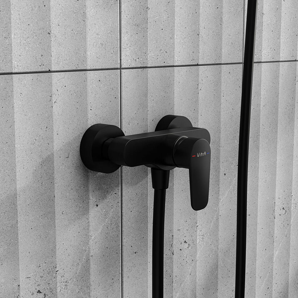 Vitra Flow Soft Wall Mounted Shower Mixer Tap - Matt Black