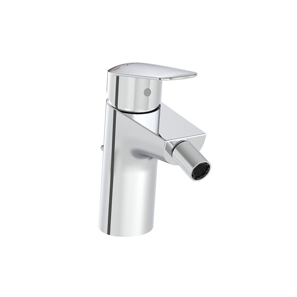 Vitra Flow Round Bidet Mixer Tap With Pop-up Waste - Chrome