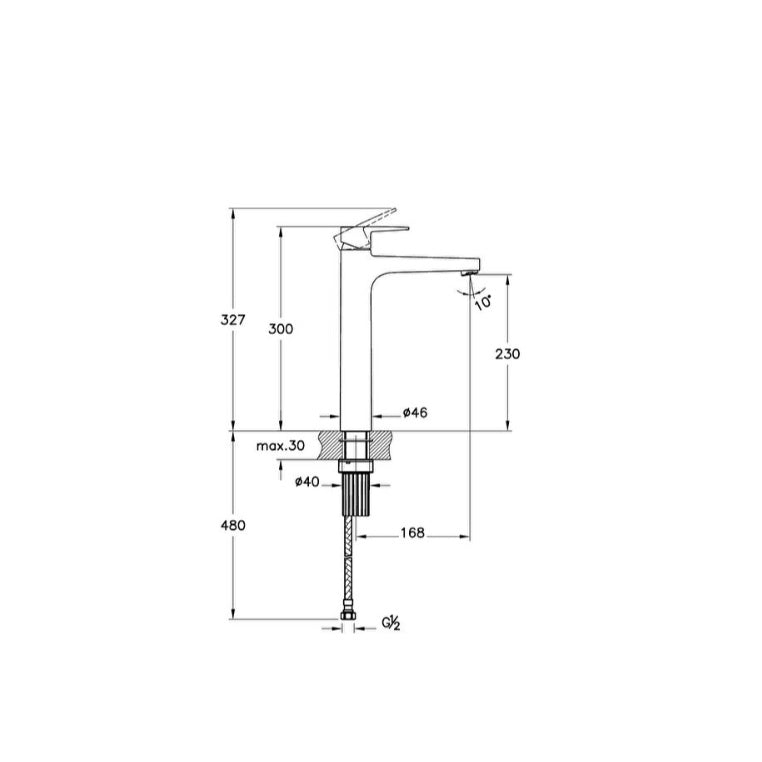 Vitra Flow Square Tall Basin Mixer Tap - Chrome