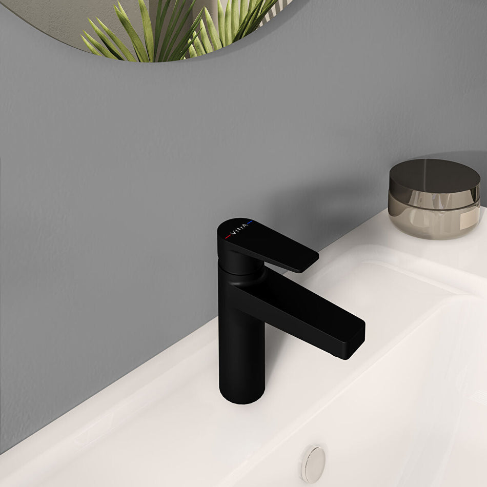 Vitra Flow Square Large Basin Mixer Tap - Matt Black