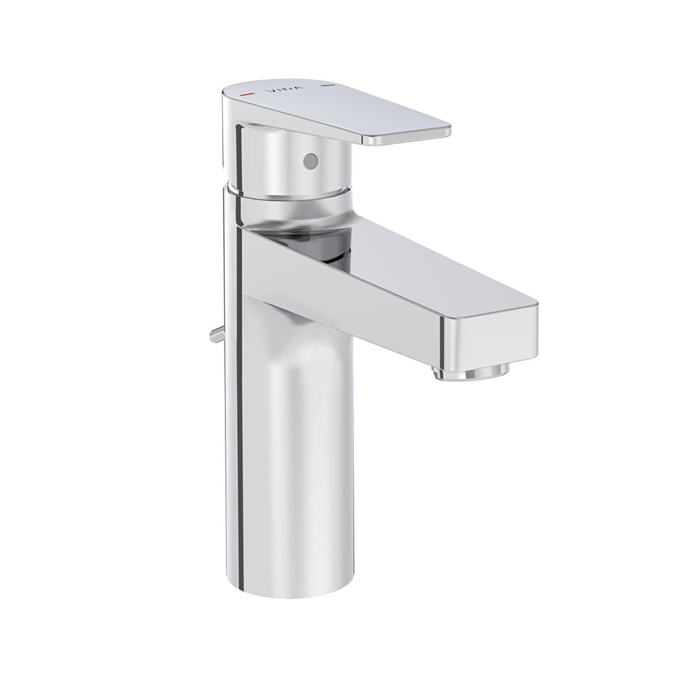 Vitra Flow Square Large Basin Mixer Tap With Pop-up Waste - Chrome