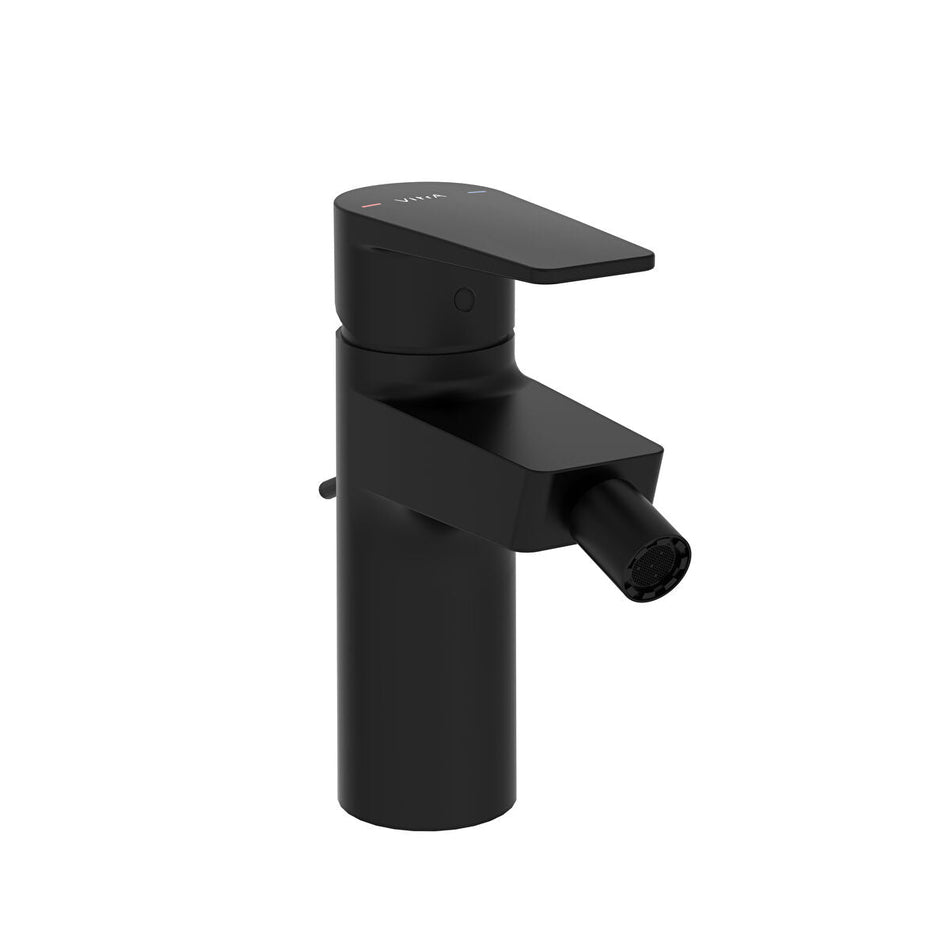 Vitra Flow Square Bidet Mixer Tap With Pop-up Waste - Matt Black