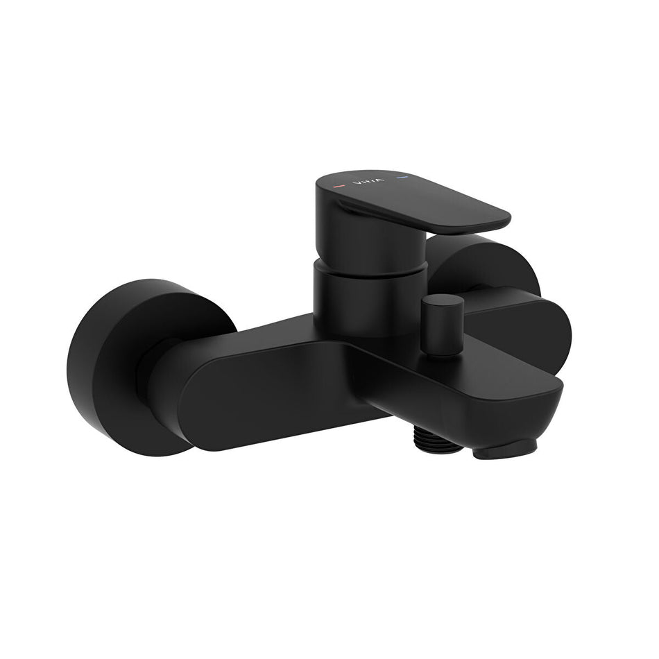 Vitra Flow Soft Wall Mounted Bath Shower Mixer Tap - Matt Black