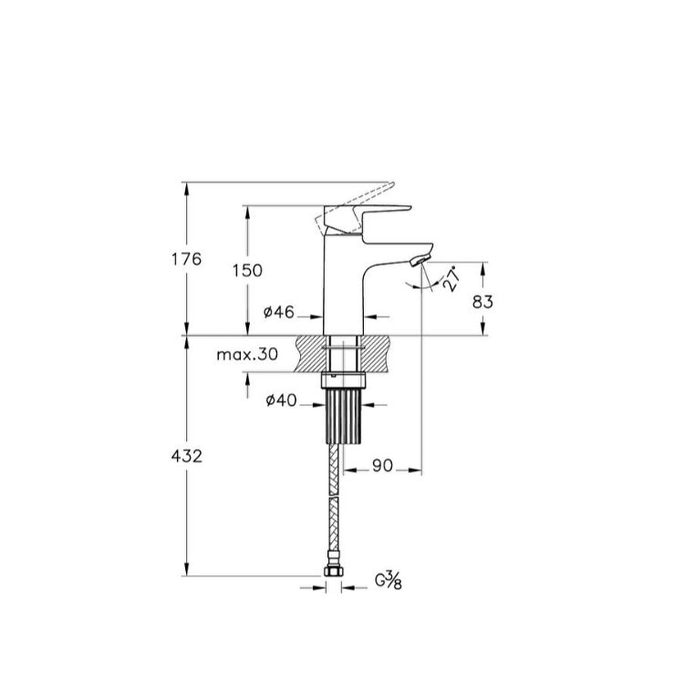Vitra Flow Soft Basin Mixer Tap - Chrome