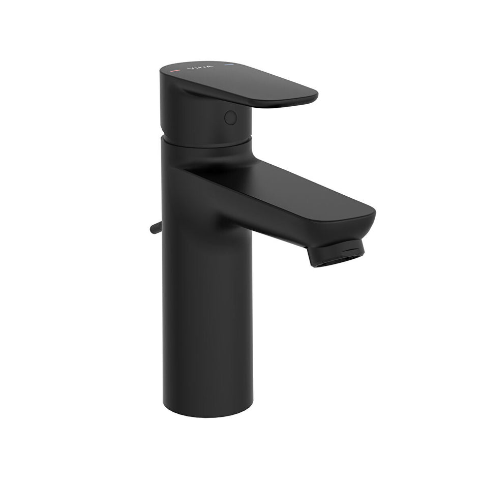 Vitra Flow Soft Large Basin Mixer Tap With Pop - up Waste - Matt Black