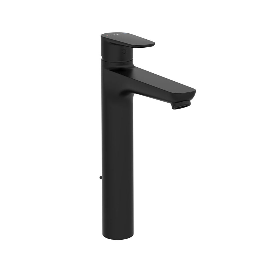 Vitra Flow Soft Tall Basin Mixer Tap With Pop -up Waste - Matt Black