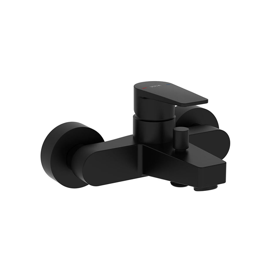 Vitra Flow Square Wall Mounted Bath Shower Mixer - Matt Black