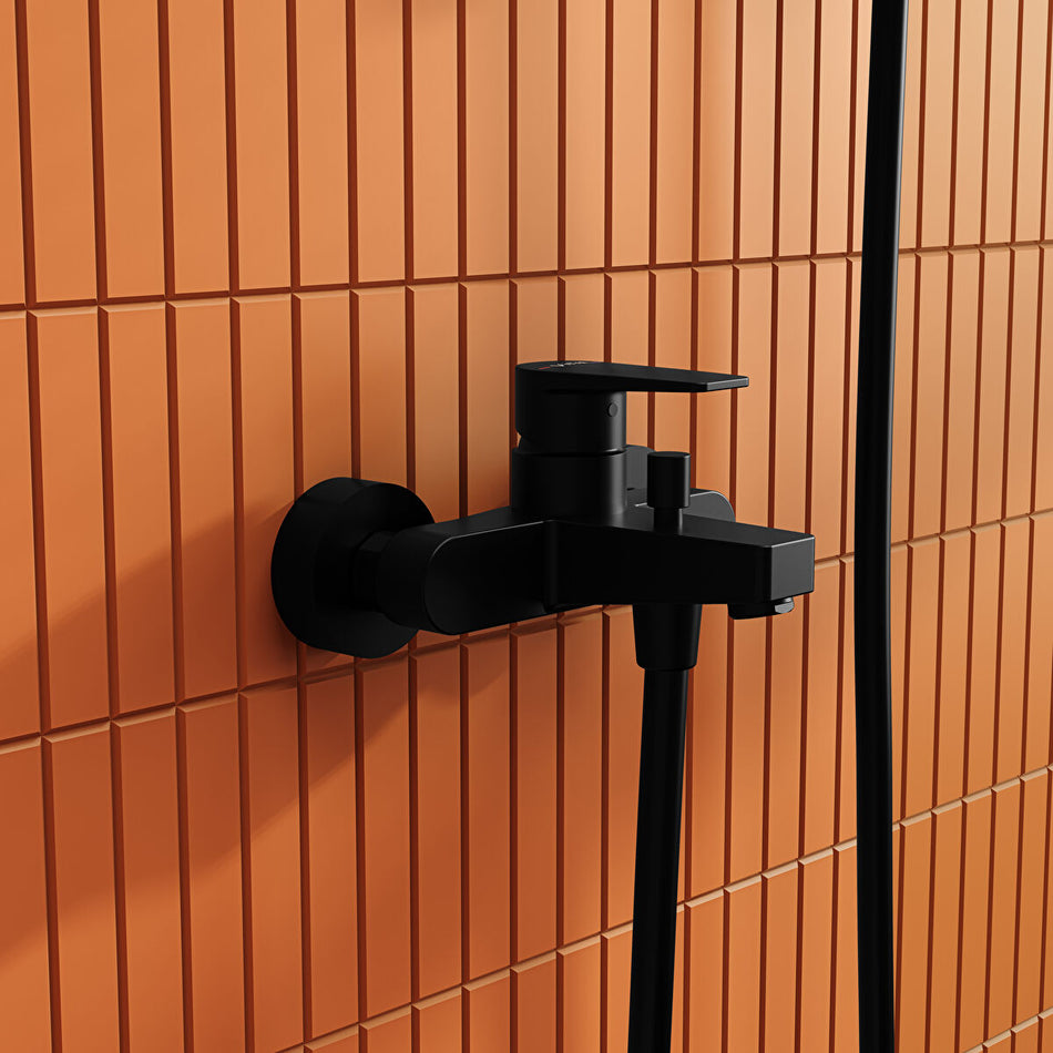 Vitra Flow Square Wall Mounted Bath Shower Mixer - Matt Black