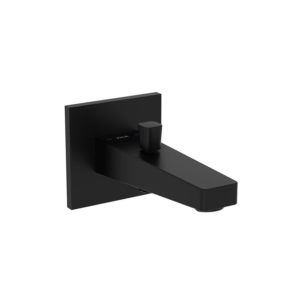 Vitra Flow Square Bath Spout with Handshower Outlet - Matt Black