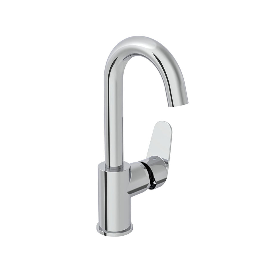 Vitra Flow Round Basin Mixer Tap with Swivel Spout - Chrome