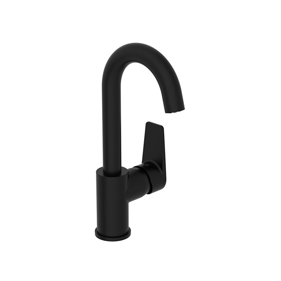 Vitra Flow Square Basin Mixer Tap with Swivel Spout - Matt Black