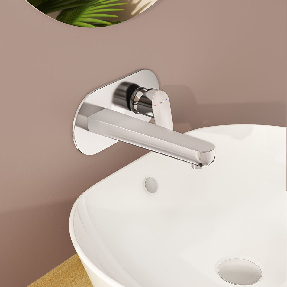 Vitra Flow Round Wall Mounted Basin Mixer Tap - Chrome