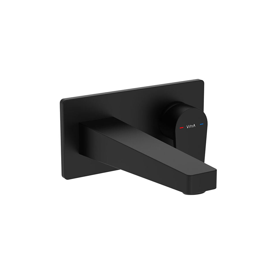 Vitra Flow Square Wall Mounted Basin Mixer Tap - Matt Black