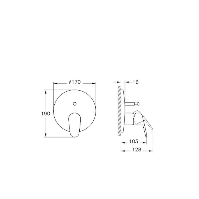 Vitra Flow Round Manual Bath Shower Mixer Valve - Chrome