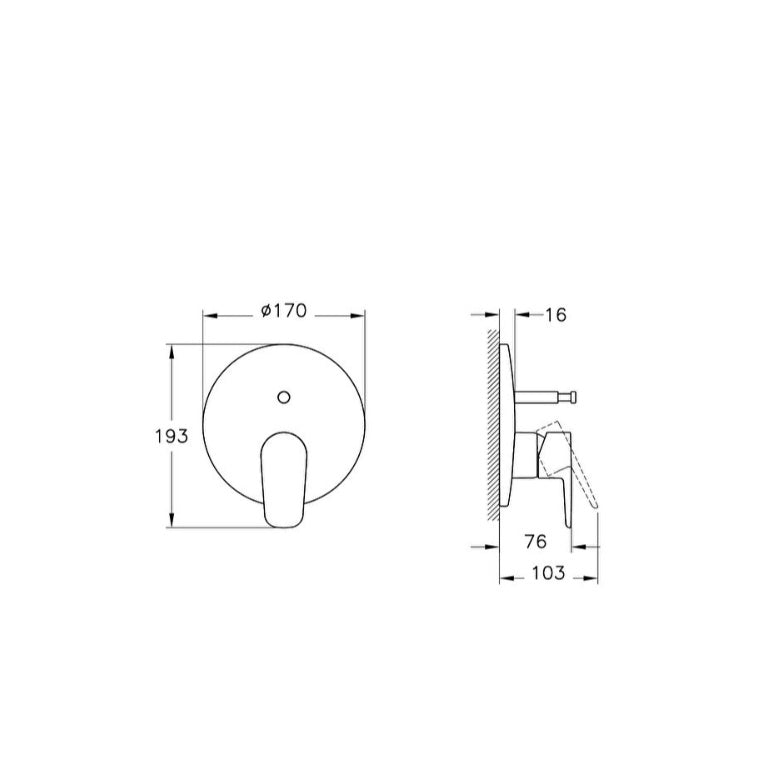 Vitra Flow Soft Manual Bath Shower Mixer Valve - Chrome