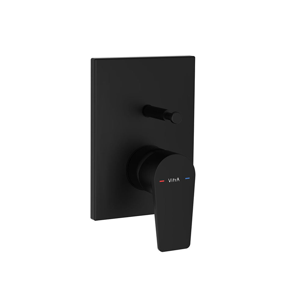 Vitra Flow Square Manual Bath Shower Mixer Valve - Matt Black