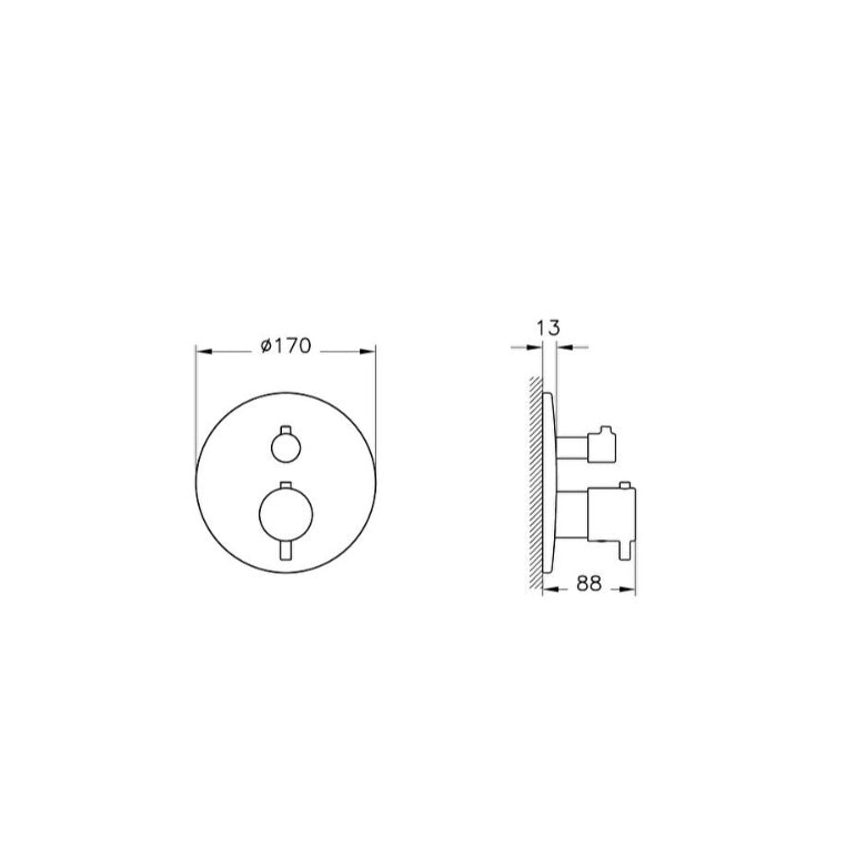 Vitra 2 Outlet Round Concealed Thermostatic Bath/Shower Mixer Valve - Brushed Gold