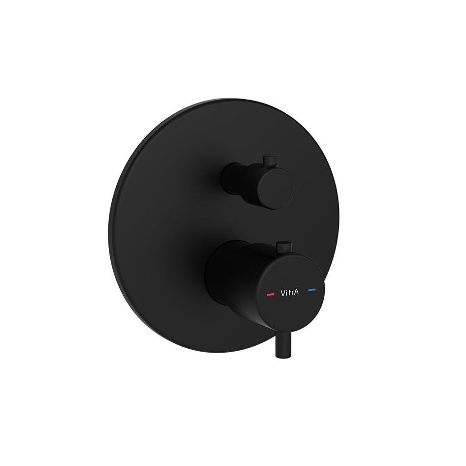Vitra 2 Outlet Round Concealed Thermostatic Bath/Shower Mixer Valve - Matt Black