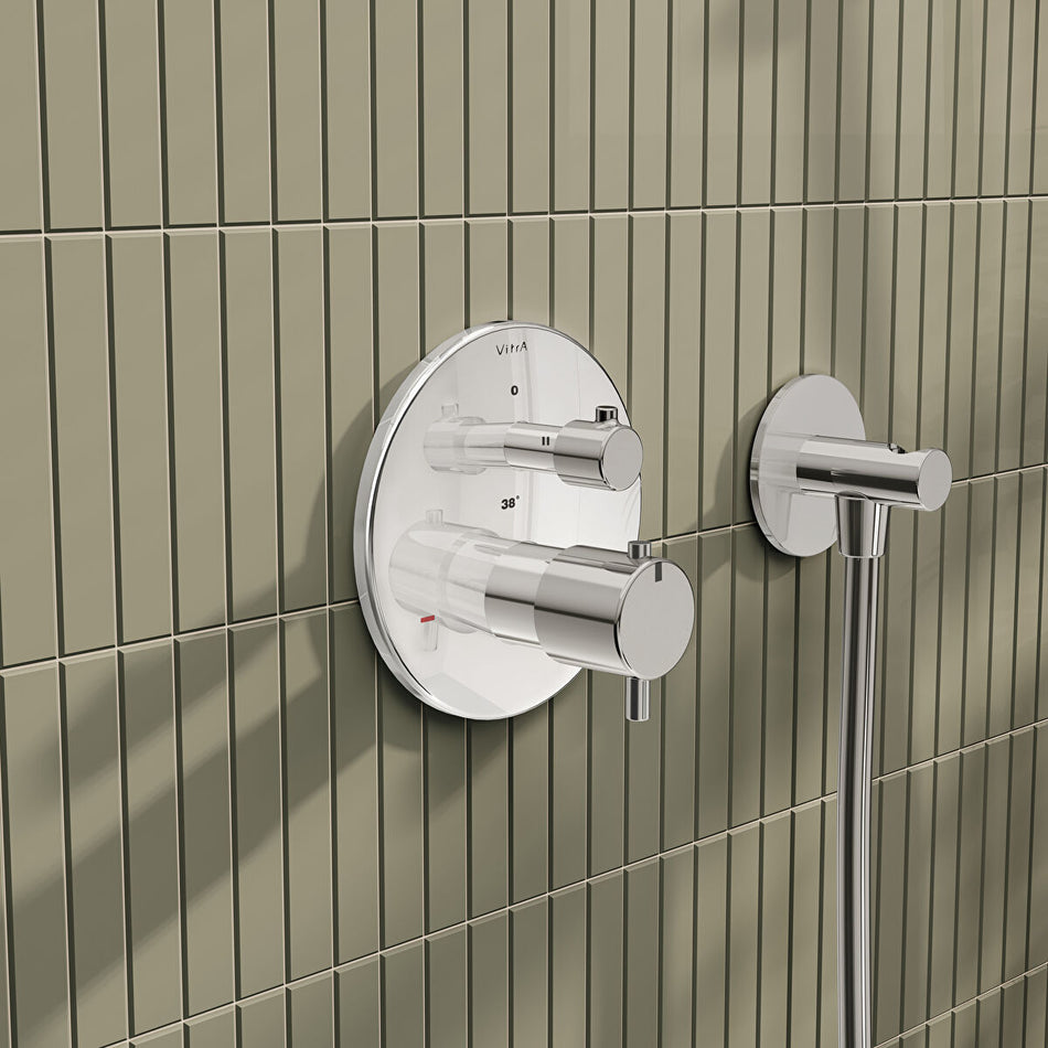 Vitra 2 Outlet Round Concealed Thermostatic Bath/Shower Mixer Valve - Chrome