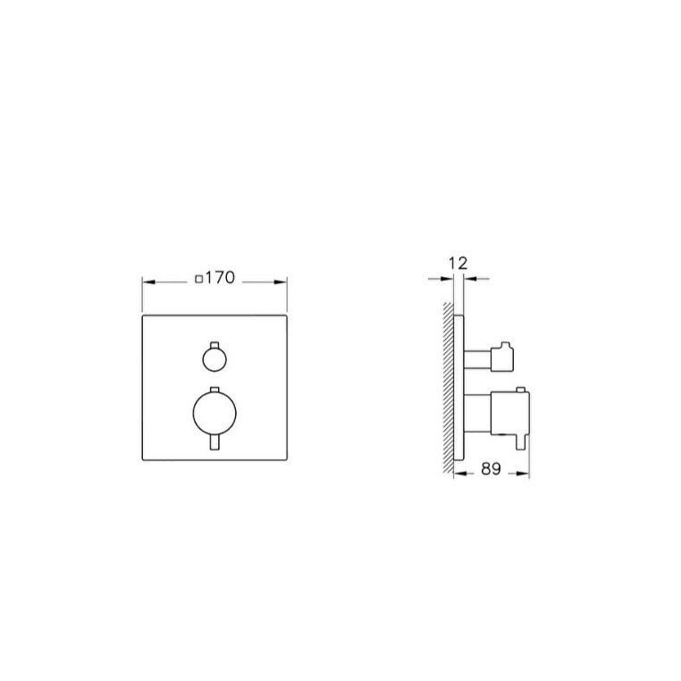 Vitra Root 2 Outlet Square Concealed Thermostatic Shower Valve - Brushed Nickel
