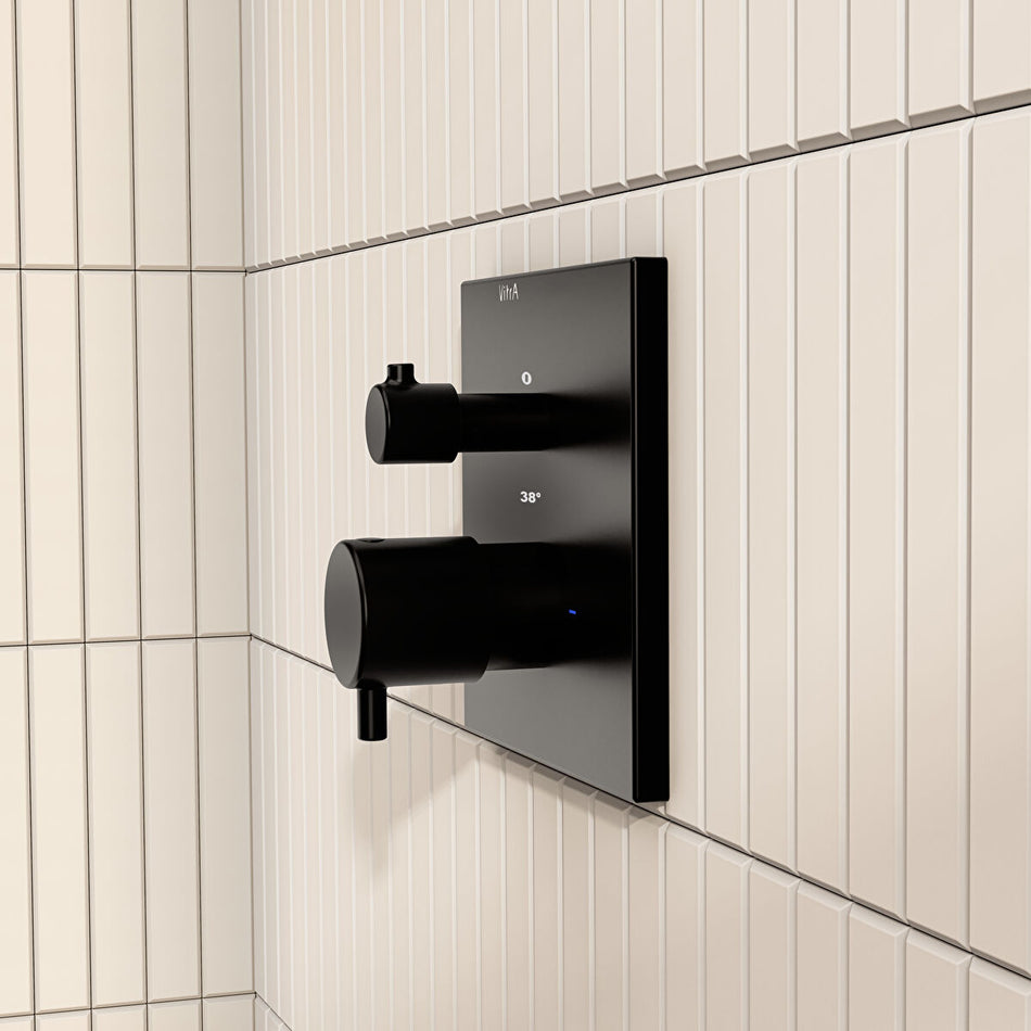 Vitra Root 2 Outlet Square Concealed Thermostatic Shower Valve - Matt Black