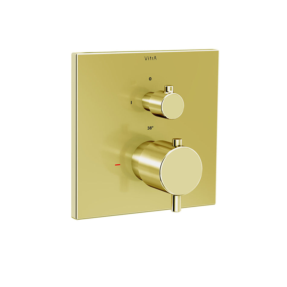 Vitra Root 2 Outlet Square Concealed Thermostatic Shower Valve - Soft Gold