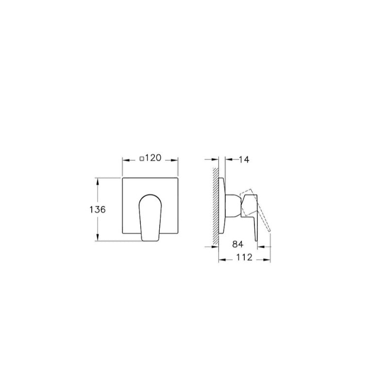 Vitra Flow Square Manual Shower Mixer Valve - Chrome