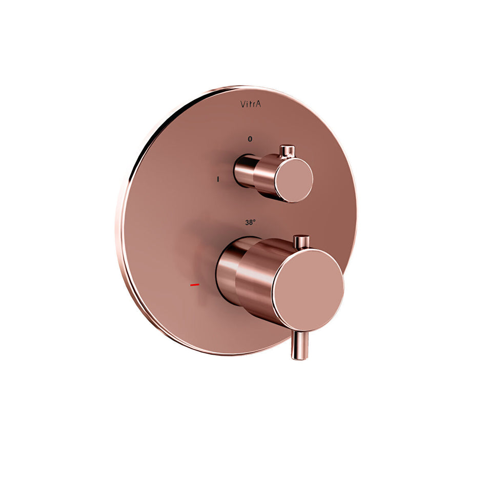 Vitra Flow Soft 1 Outlet Round Concealed Thermostatic Shower Valve - Soft Copper