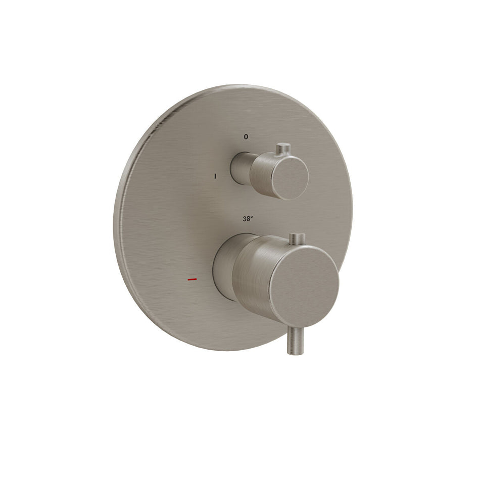 Vitra Flow Soft 1 Outlet Round Concealed Thermostatic Shower Valve - Brushed Nickel