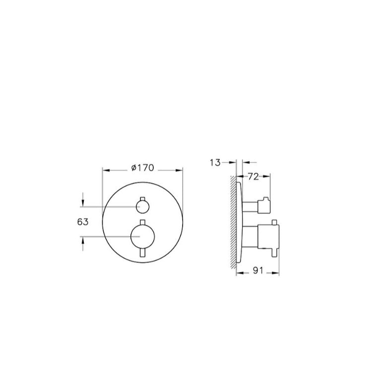 Vitra Flow Soft 1 Outlet Round Concealed Thermostatic Shower Valve - Brushed Nickel