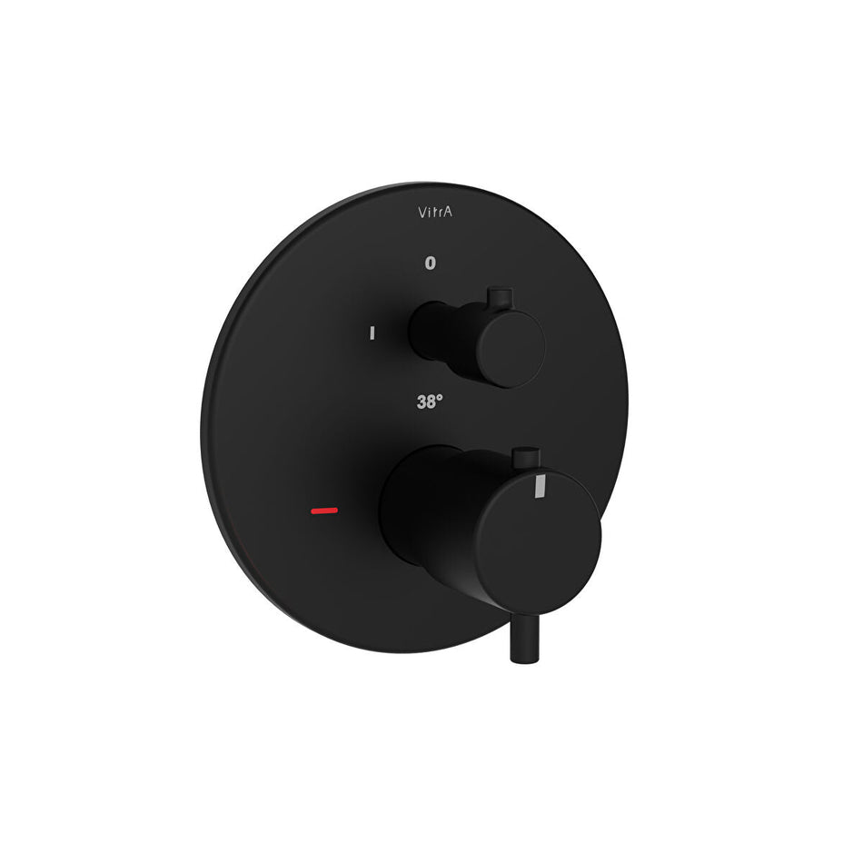 Vitra Flow Soft 1 Outlet Round Concealed Thermostatic Shower Valve - Matt Black