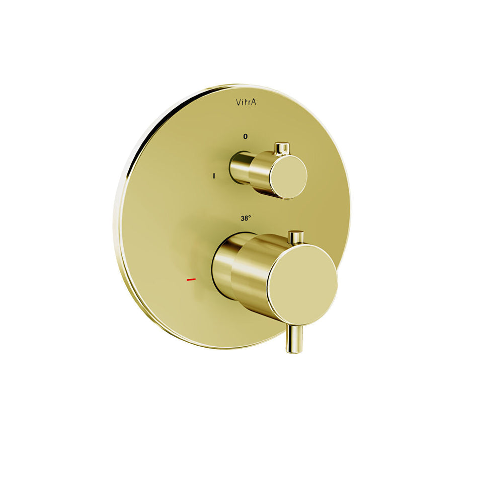 Vitra Flow Soft 1 Outlet Round Concealed Thermostatic Shower Valve - Soft Gold